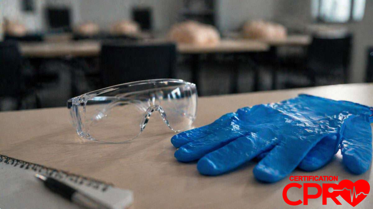 PPE gear for bloodborne pathogens training in CPR certification classes Las Vegas.