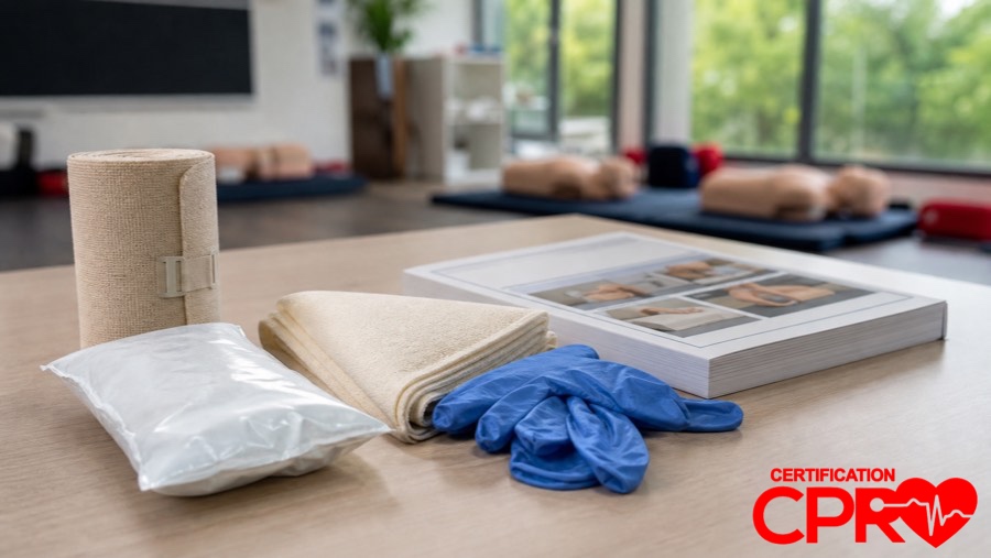 CPR training materials and certification supplies in Las Vegas classroom.